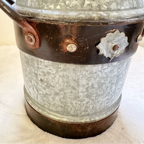 Farmhouse Rustic Metal Galvanized Decorative Milk Can - Picture 8 of 15
